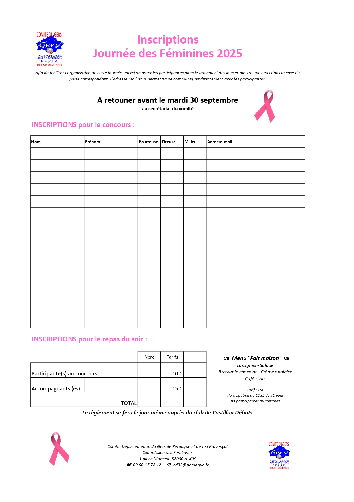 Inscriptions journee feminines 2025